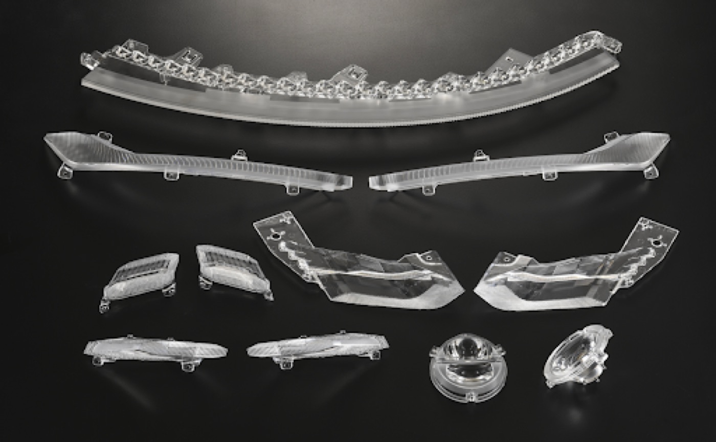 Clear optical lenses and light guides
